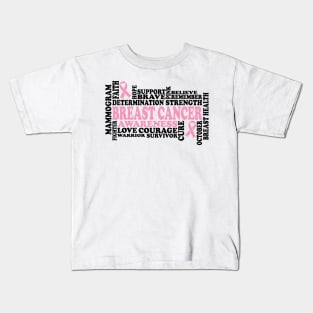 I Can Fight Cancer - Breast Cancer Support  - Survivor - Awareness Light Pink Ribbon Black Font Kids T-Shirt